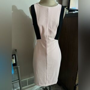 White House Black Market Pink and Black Sheath Dress Long Sleeve